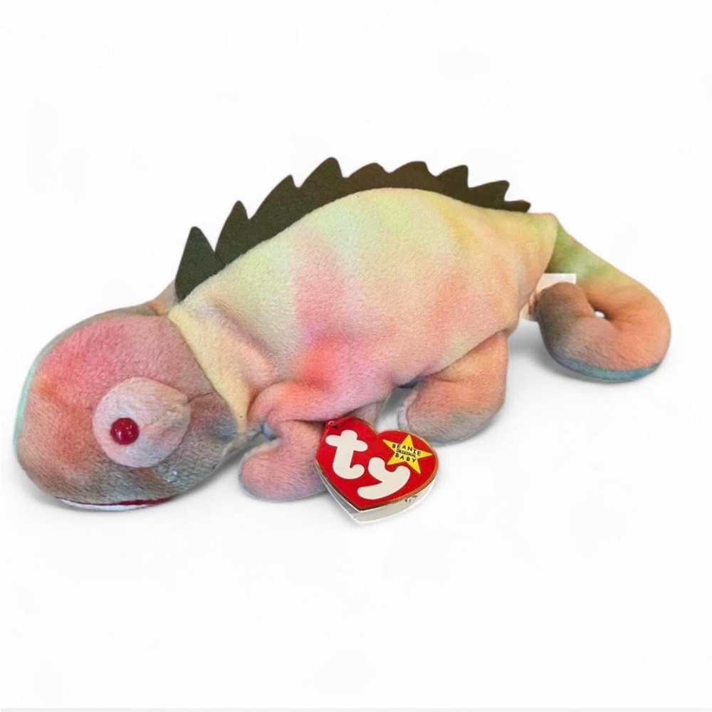 Vintage Ty Beanie Baby rainbow colored Iggy in excellent condition